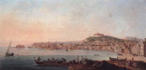 unknow artist Naples,a view of the bay from the marinella looking towards the molo and the castel dell ovo Germany oil painting art